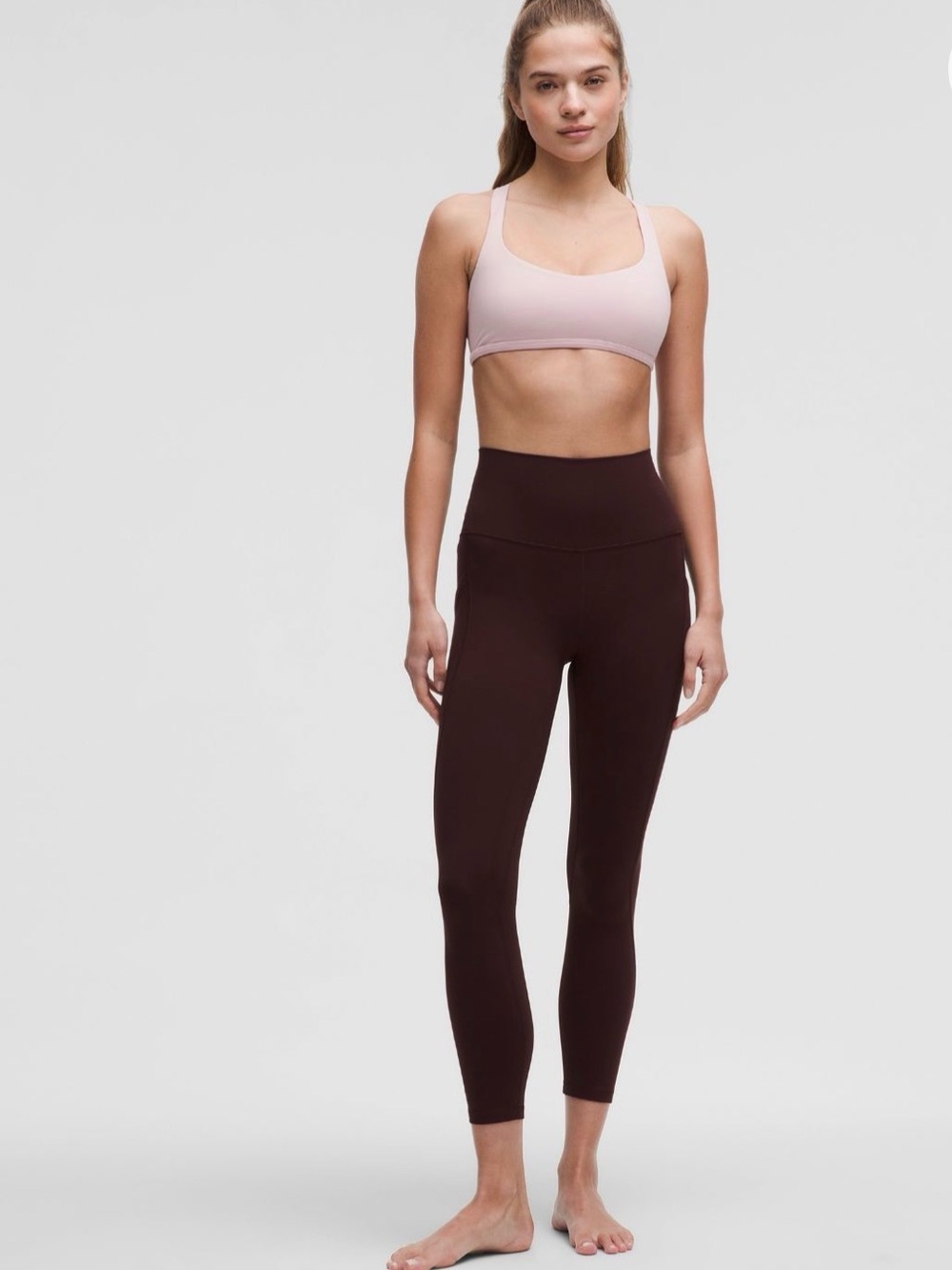 lululemon athletica High-Waist Crop Leggings with pockets in Burgundy Bay Sz 12